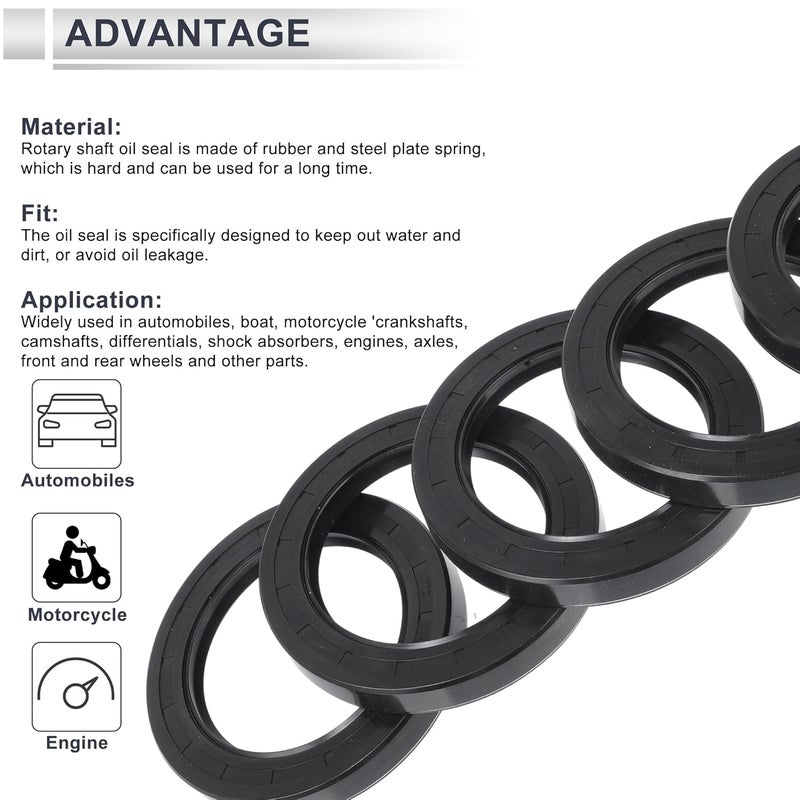 RATCHROLL Universal Oil Seal TC Double Lip W Steel Spring Seal Ring Rotary Shaft Seal 70x100x13mm High Pressure NBR Rubber Black 5 Pcs - Image 4